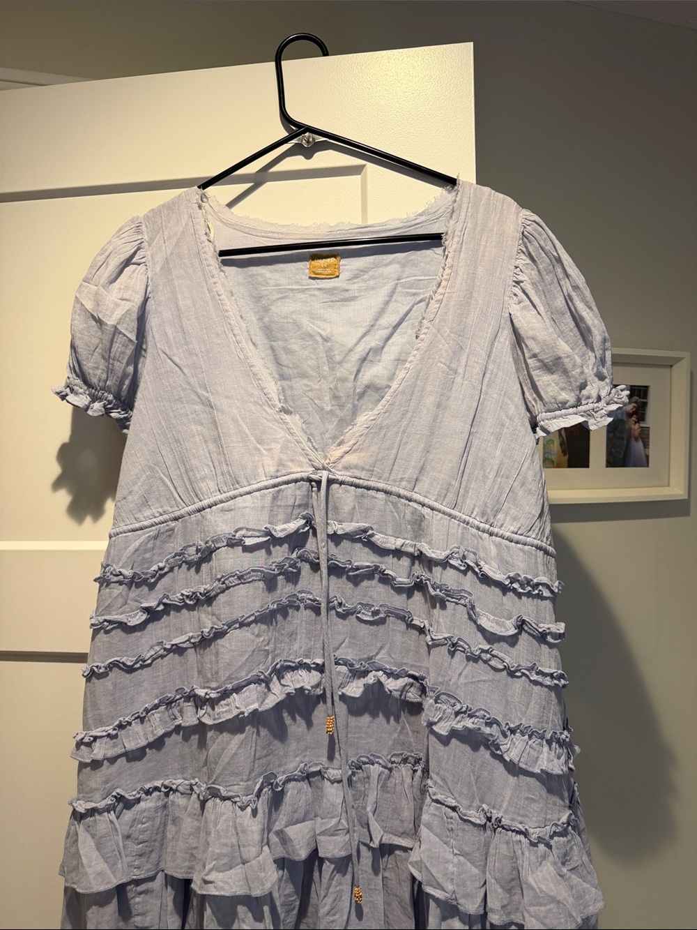 Tiered Ruffle Midi Dress in Light Blue